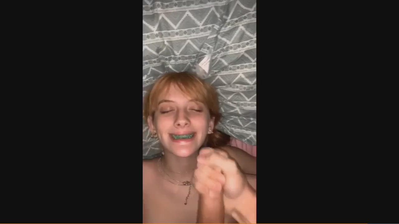 Porbhub amateur Cum on Braces