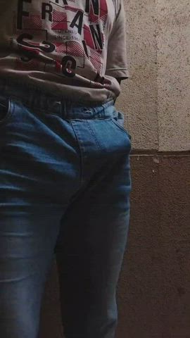 big balls big dick clothed cock worship jeans thighs gif