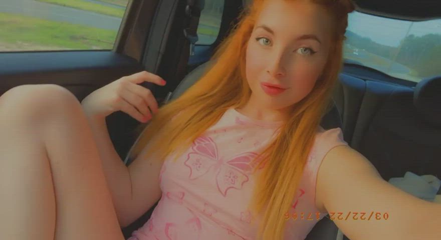 Pussy Public Redhead Teen Car Panties Pants Smile Pussy Spread gif