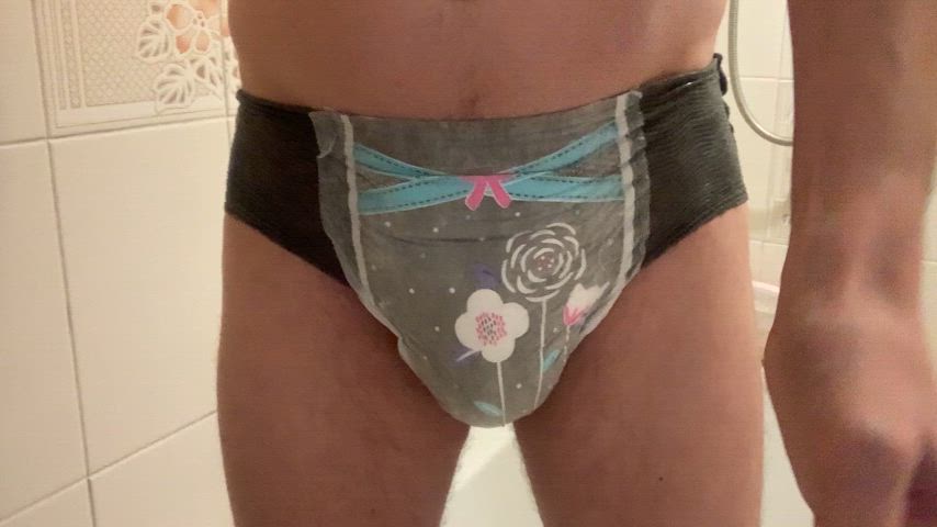 diaper male rubbing solo wet wetting gif