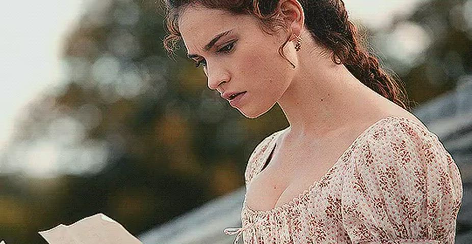 british cleavage lily james gif