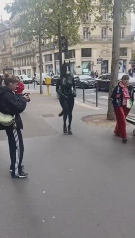 Some amazingly sexy horse cosplay with latex and ponytail and hooves shoes