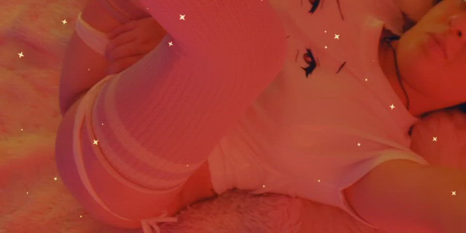 blonde pigtails pink pussy spread solo teasing gif