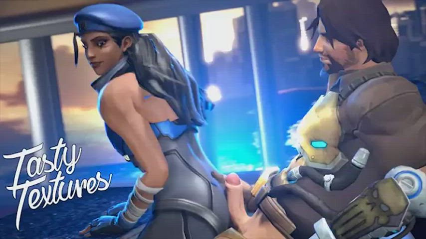 3D Overwatch Reverse Cowgirl gif