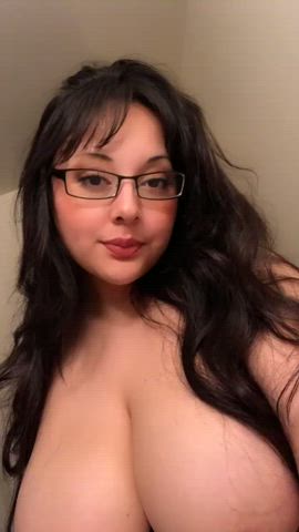 Big Tits Glasses Latina Long Hair gif