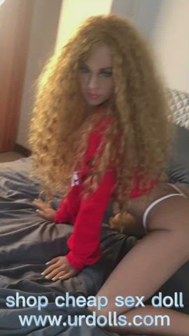 Big Ass Blonde Curly Hair Sex Doll gif