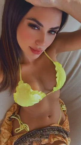bikini body boobs brazilian brunette dani facial goddess labia tease gif