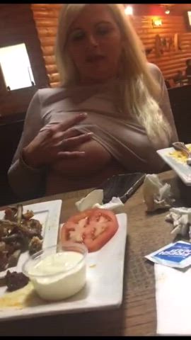 amateur big tits blonde boobs flashing homemade milf nsfw natural tits public gif