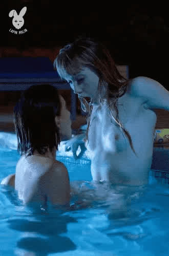lesbian lesbians swimming pool gif