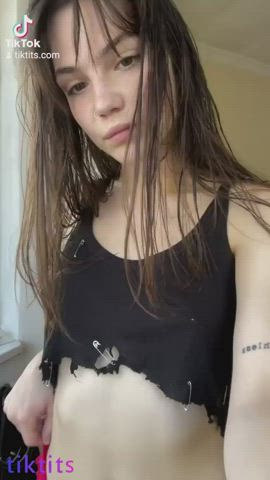 18 years old boobs nsfw nipple piercing small tits teen tiktok tits titty drop gif