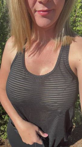 Real teacher flashing on a hike