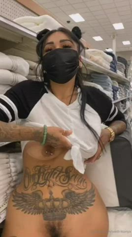 big ass clothed pierced piercing public pussy tattoo gif