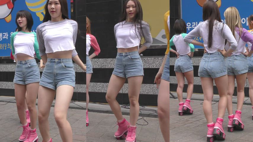 asian ass jean shorts korean legs shorts gif