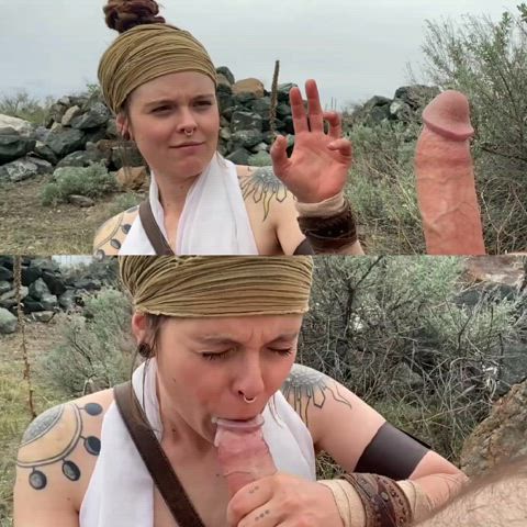 Rey Skywalker FORCES you to cum by slurping the dick until it erupts in her mouth!