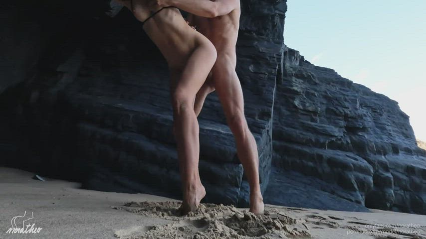 Beach Couple Doggystyle Sex gif