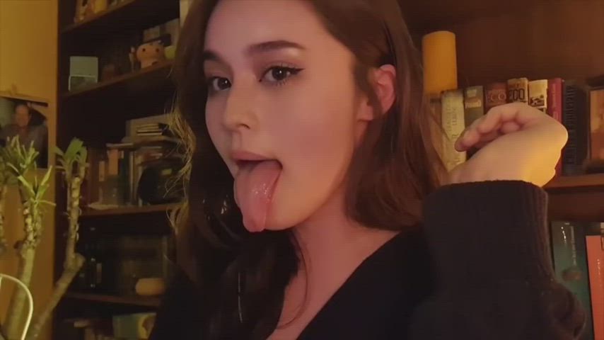 Asian Blowjob Tongue Fetish gif