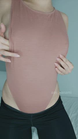 bodysuit erect nipples horny leggings nipple play onlyfans petite small tits solo