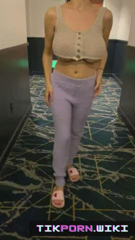big tits boobs braless busty milf public step-sister underboob gif