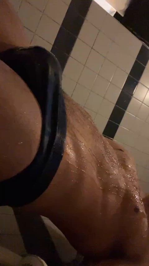 amateur bisexual bulge cock gay muscles shower solo swimsuit thick cock bisexual-male