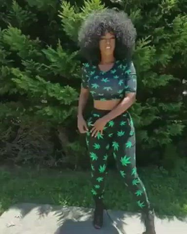 Afro Big Ass Ebony Female Leggings Solo Twerking gif