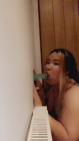 blonde blowjob dildo nsfw onlyfans sex toy sucking toy toys wife toys gif