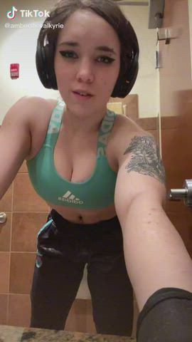 Bathroom Dancing Fitness Muscular Girl TikTok gif