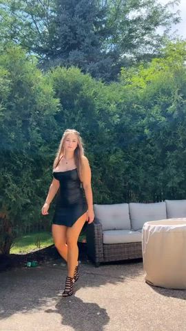 big tits dress high heels leather onlyfans outdoor silk tease tight toes gif
