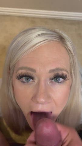 Blonde Cum In Mouth Swallowing gif