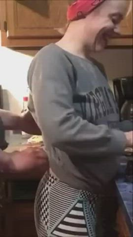 Amateur Clothed Doggystyle Kitchen gif