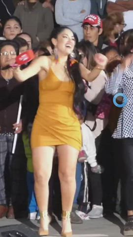 celebrity dancing dress latina peruvian thick thighs tiny waist gif