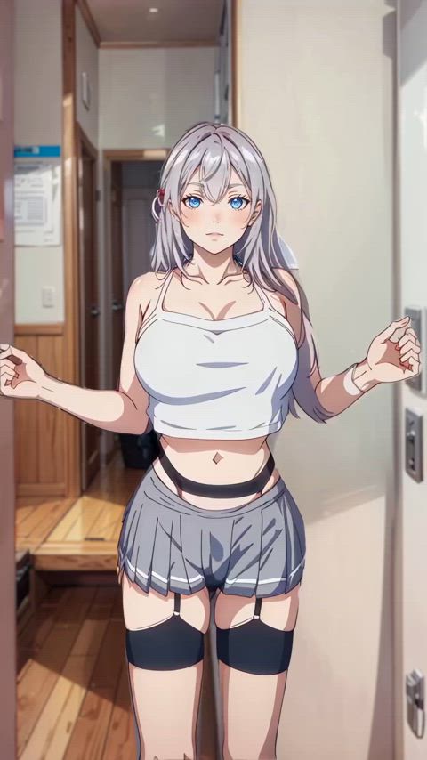 animation anime big tits dancing ecchi hentai white hair animated-sex ecchi-anime