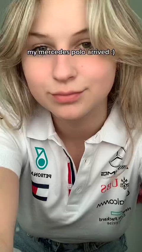 Hot blonde F1 fan