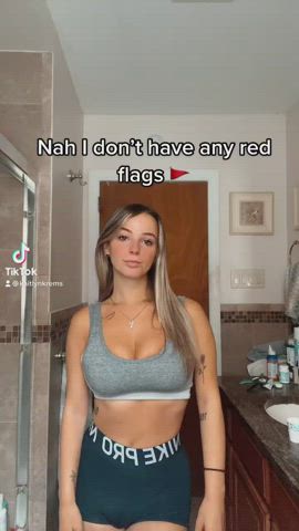 American Babe Big Tits Boobs Bra Clothed Natural Tits Pussy TikTok gif