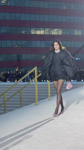 brunette celebrity high heels kendall jenner legs model stockings gif
