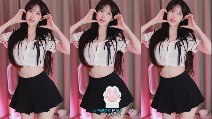 asian dancing korean schoolgirl sexy skirt tease teasing gif