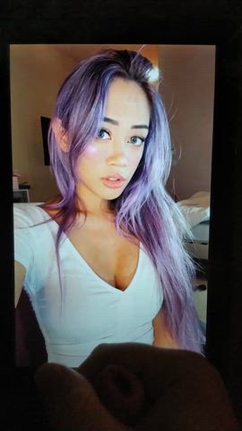 asian celebrity cum cumshot facial gamer girl tiktok tribute pink hair gif