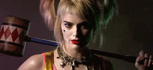 blonde eye contact harley quinn gif