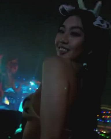 asian bouncing tits cute dancing japanese korean model gif