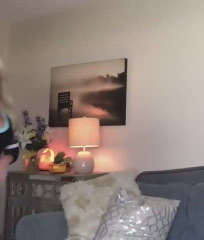 blonde cleavage costume milf gif