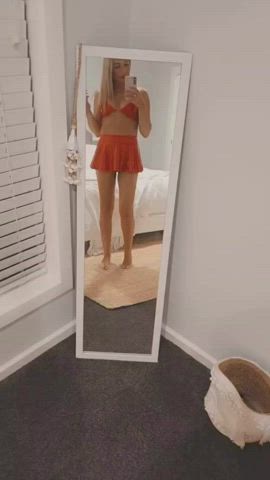 australian blonde bunny leather milf petite skirt tiktok gif