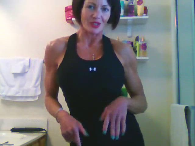 Big Tits Muscular Milf Topless Webcam gif