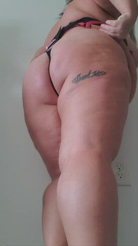 ass bbw jiggling spanking tattoo thick thighs thong gif