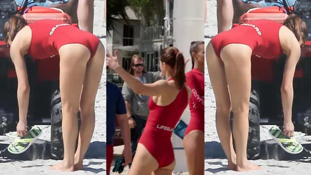 Alexandra Daddario - Baywatch - split-screen, mini-loop edit of backstory in red