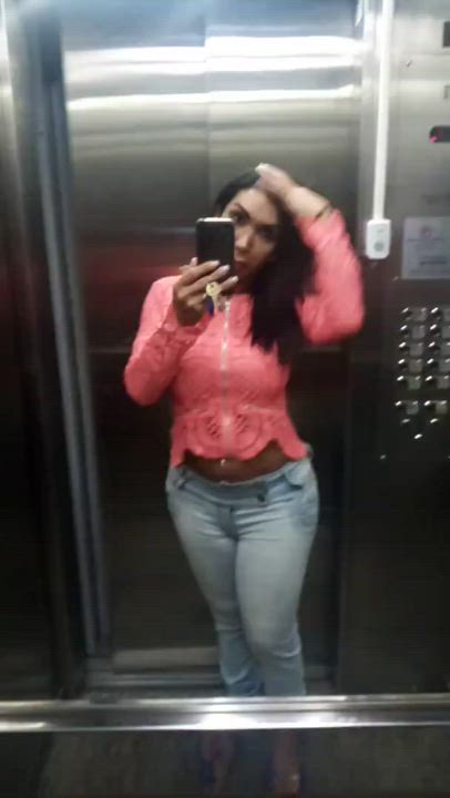 Elevator Jeans Selfie gif