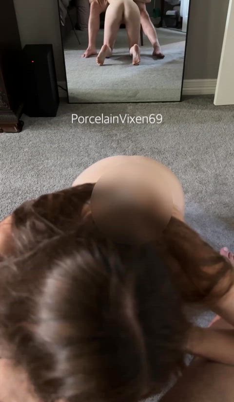 Listen and watch me gag on his cock