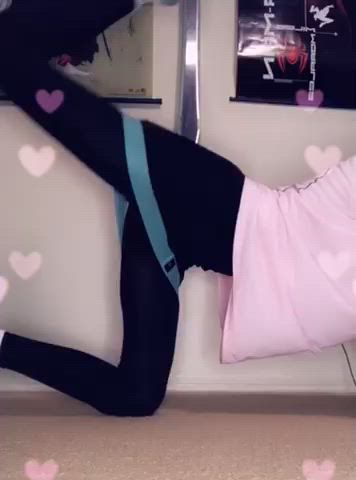 asian bubble butt cute femboy yoga pants gif