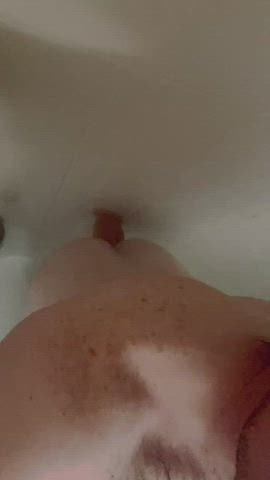 bubble butt dildo femboy gay riding shower sissy solo gif