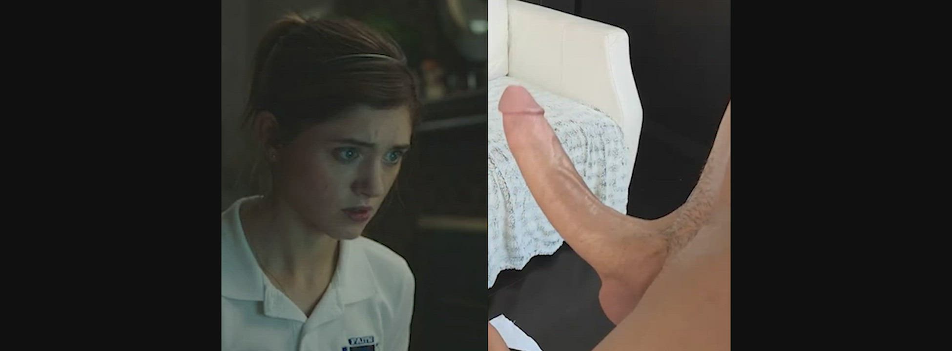 Natalia Dyer touching herself watching porn