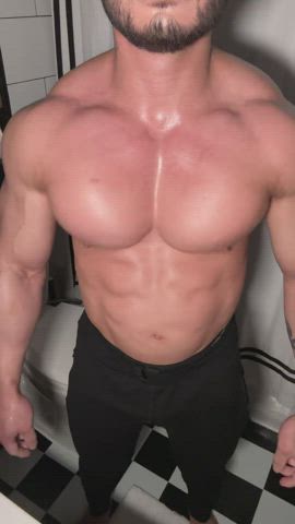 big tits bodybuilder boobs gay gif