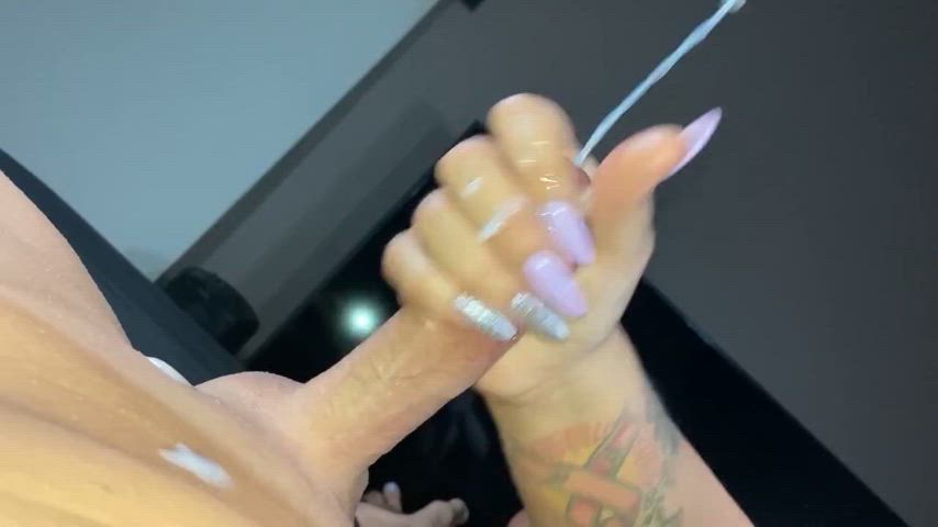 cumshot handjob nails gif